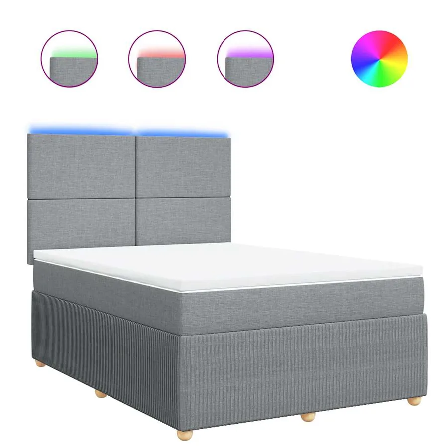 Sommier à lattes de lit avec matelas Gris clair 140x200cm Tissu - 2
