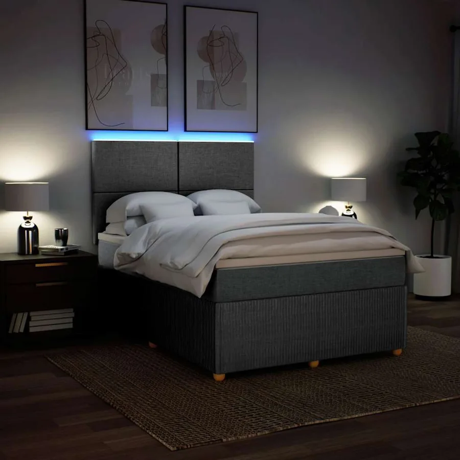 Sommier à lattes de lit avec matelas Gris clair 140x200cm Tissu - 4