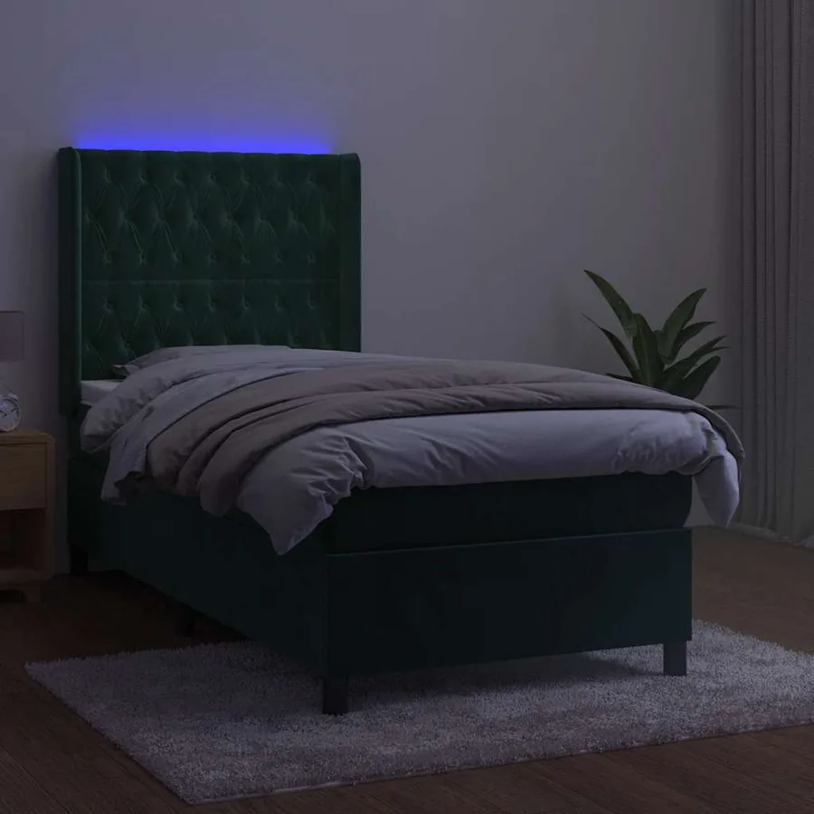 Sommier à lattes de lit matelas LED Vert foncé 90x190cm Velours - 3