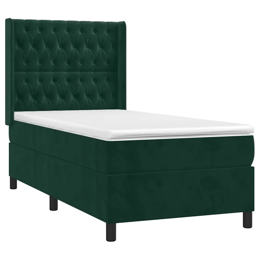 Sommier à lattes de lit matelas LED Vert foncé 90x190cm Velours - 4