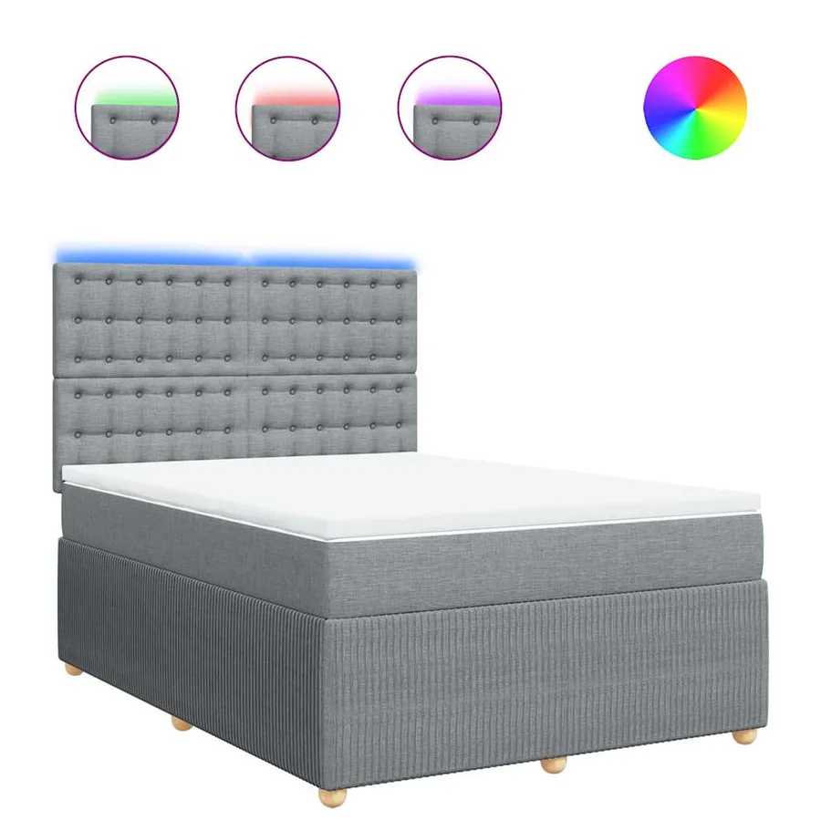 Sommier à lattes de lit avec matelas Gris clair 140x200cm Tissu - 2