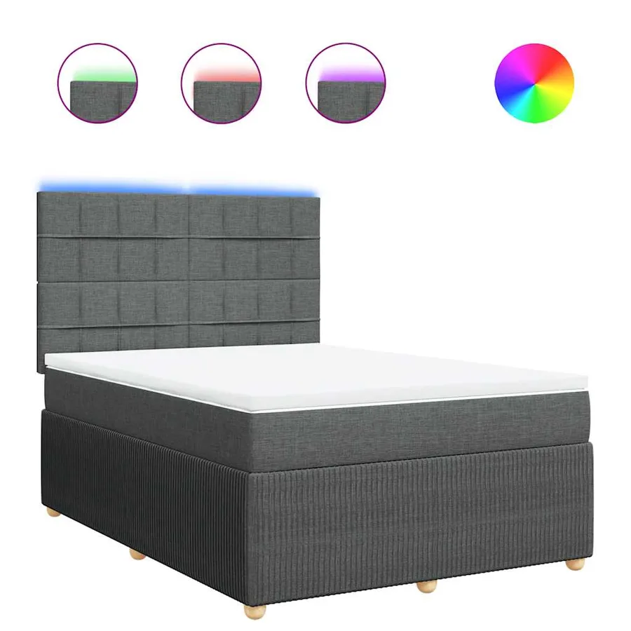 Sommier à lattes de lit avec matelas Gris foncé 160x200cm Tissu - 2