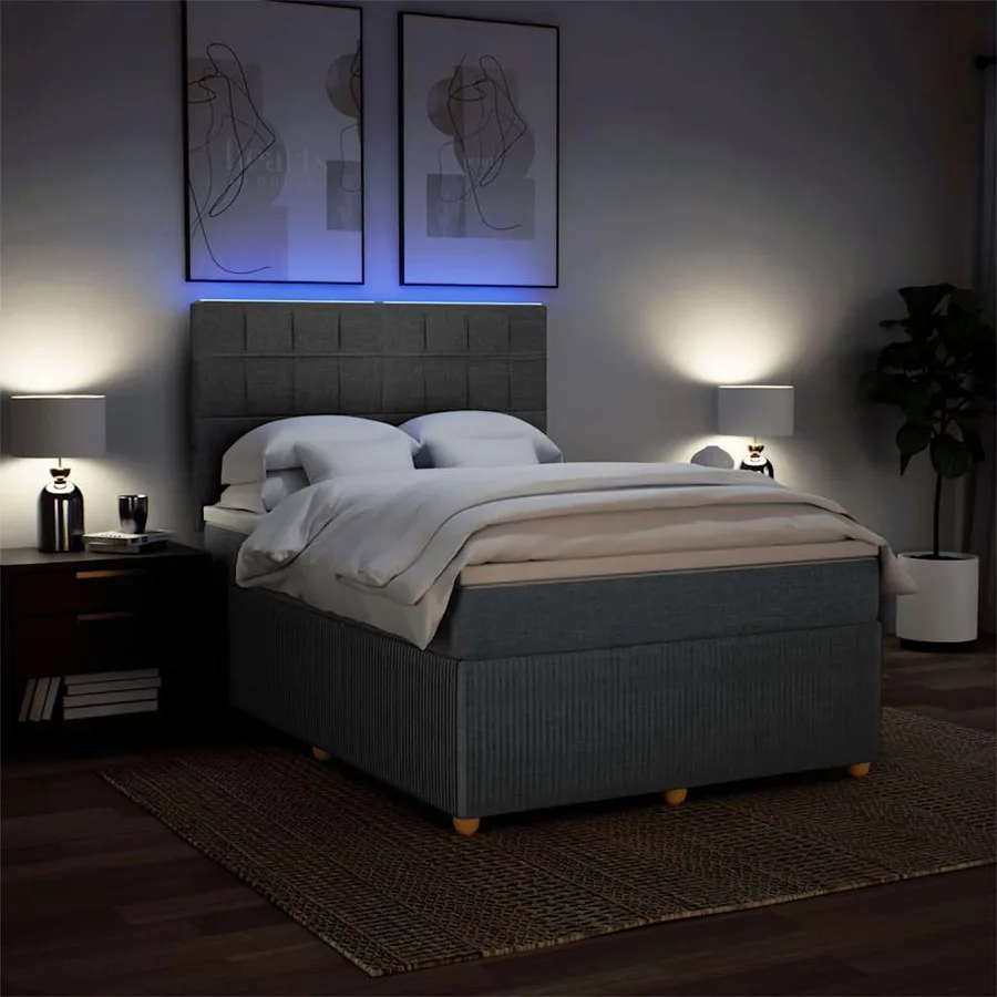 Sommier à lattes de lit avec matelas Gris foncé 160x200cm Tissu - 4