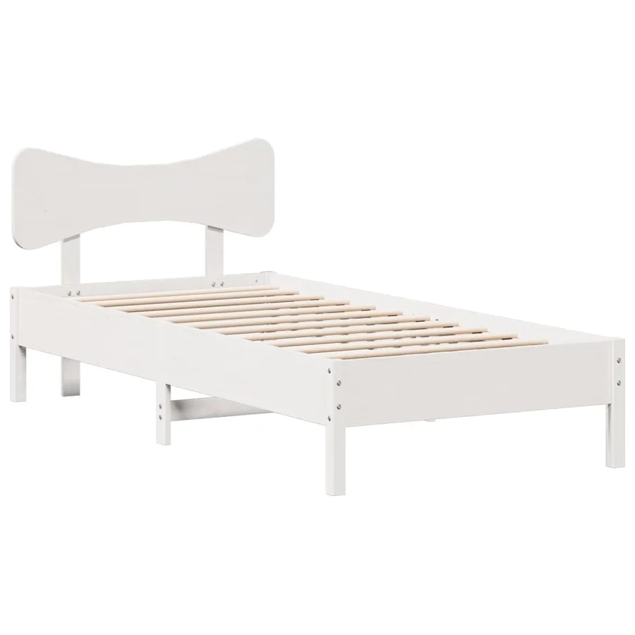 Cadre de lit sans matelas blanc 90x190 cm bois de pin massif - 2