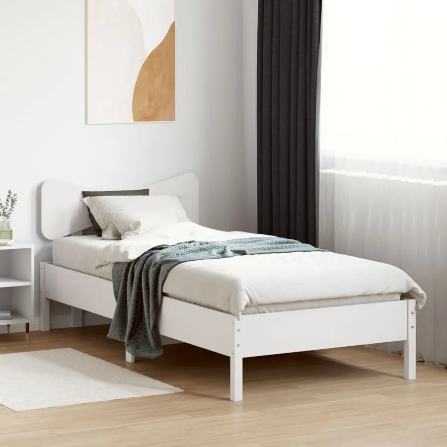 Cadre de lit sans matelas blanc 90x190 cm bois de pin massif - 3