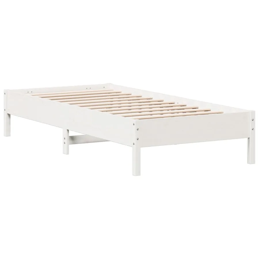 Cadre de lit sans matelas blanc 90x190 cm bois de pin massif - 5