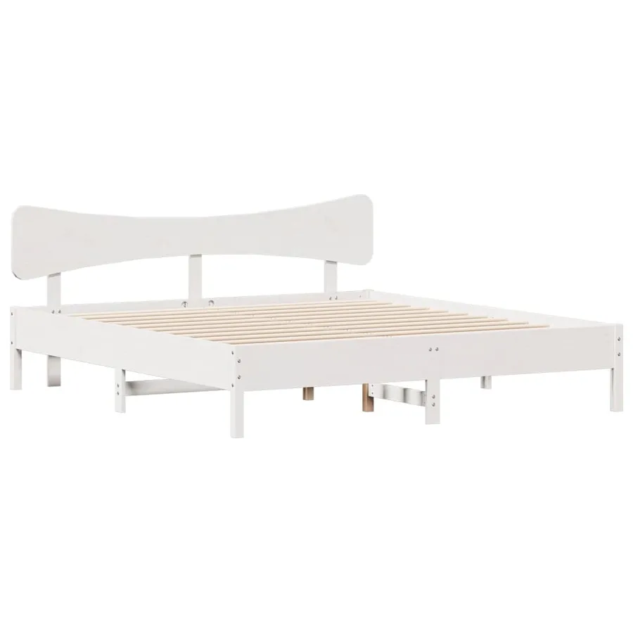 Cadre de lit sans matelas blanc 200x200 cm bois massif de pin - 3