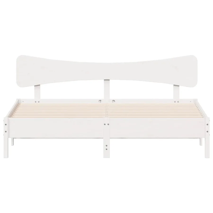 Cadre de lit sans matelas blanc 200x200 cm bois massif de pin - 4