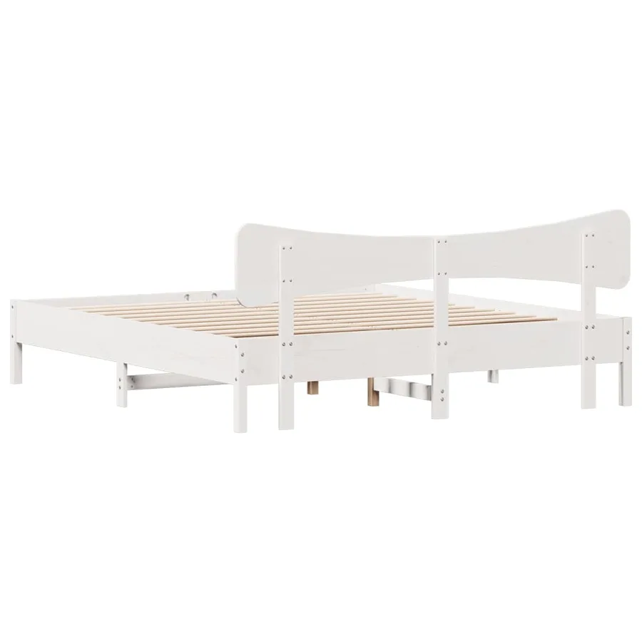 Cadre de lit sans matelas blanc 200x200 cm bois massif de pin - 8