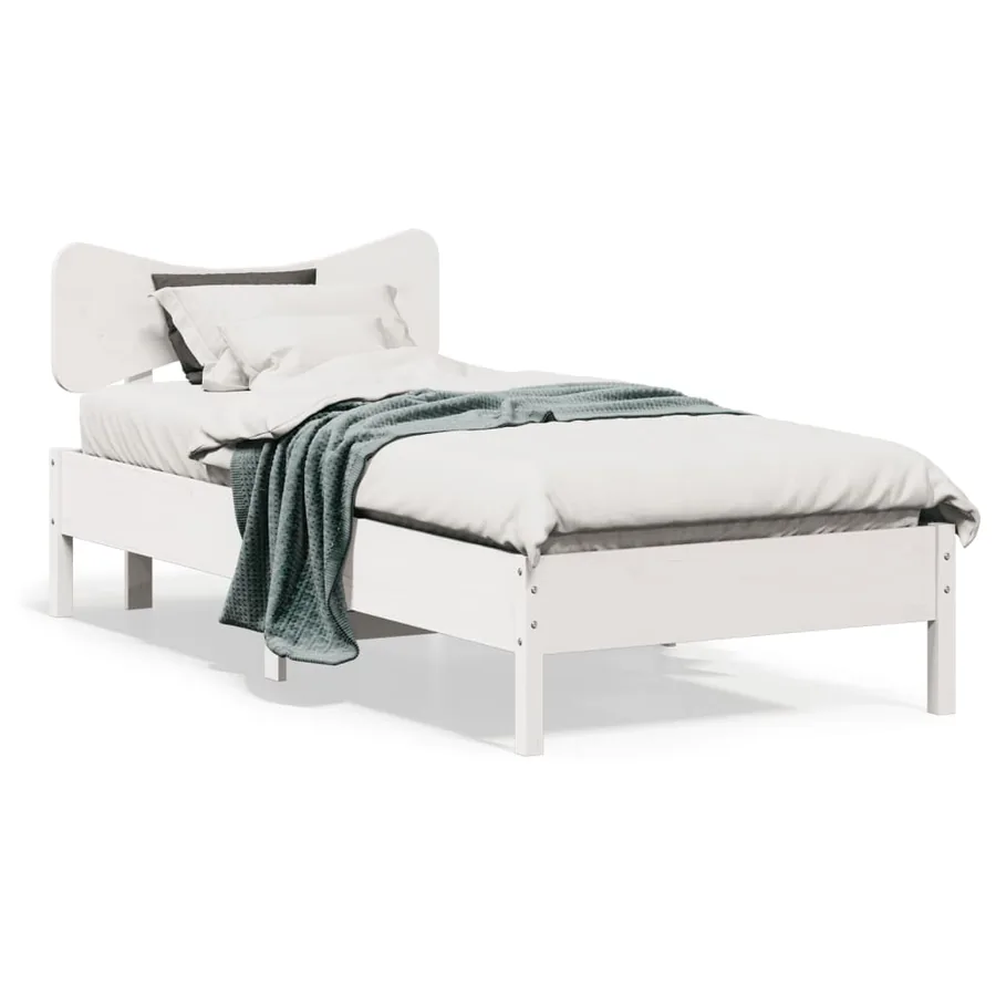Cadre de lit sans matelas blanc 90x200 cm bois de pin massif