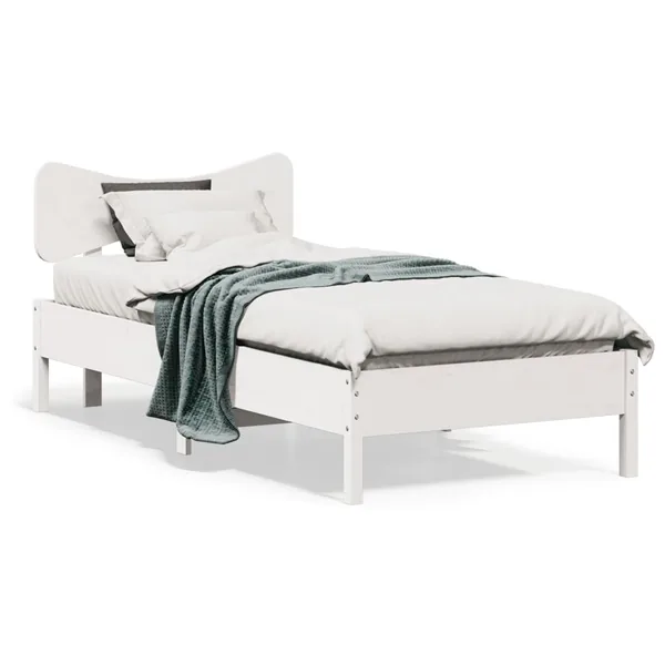 Cadre de lit sans matelas blanc 90x200 cm bois de pin massif