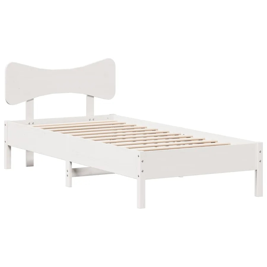 Cadre de lit sans matelas blanc 90x200 cm bois de pin massif - 2