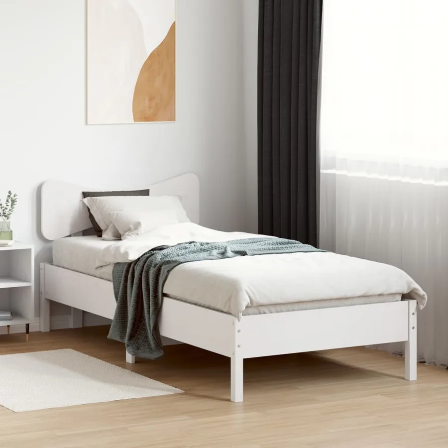 Cadre de lit sans matelas blanc 90x200 cm bois de pin massif - 3