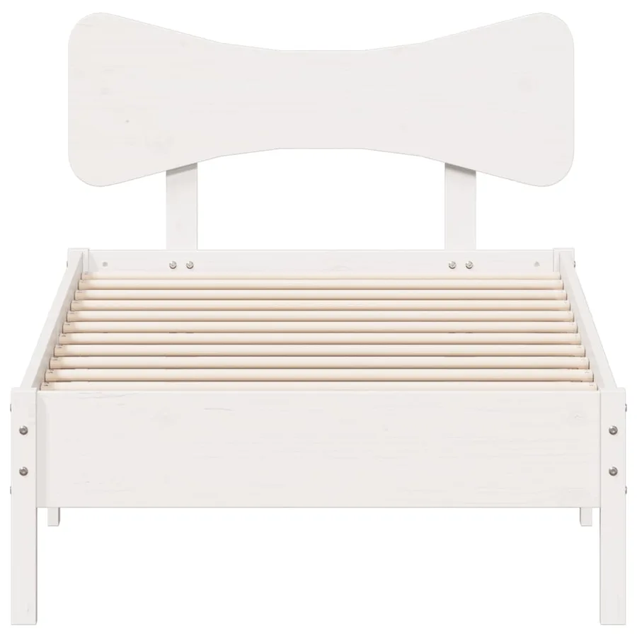 Cadre de lit sans matelas blanc 90x200 cm bois de pin massif - 4