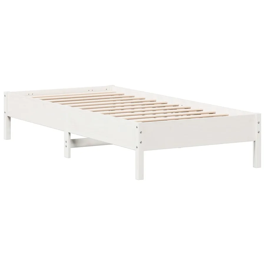 Cadre de lit sans matelas blanc 90x200 cm bois de pin massif - 5