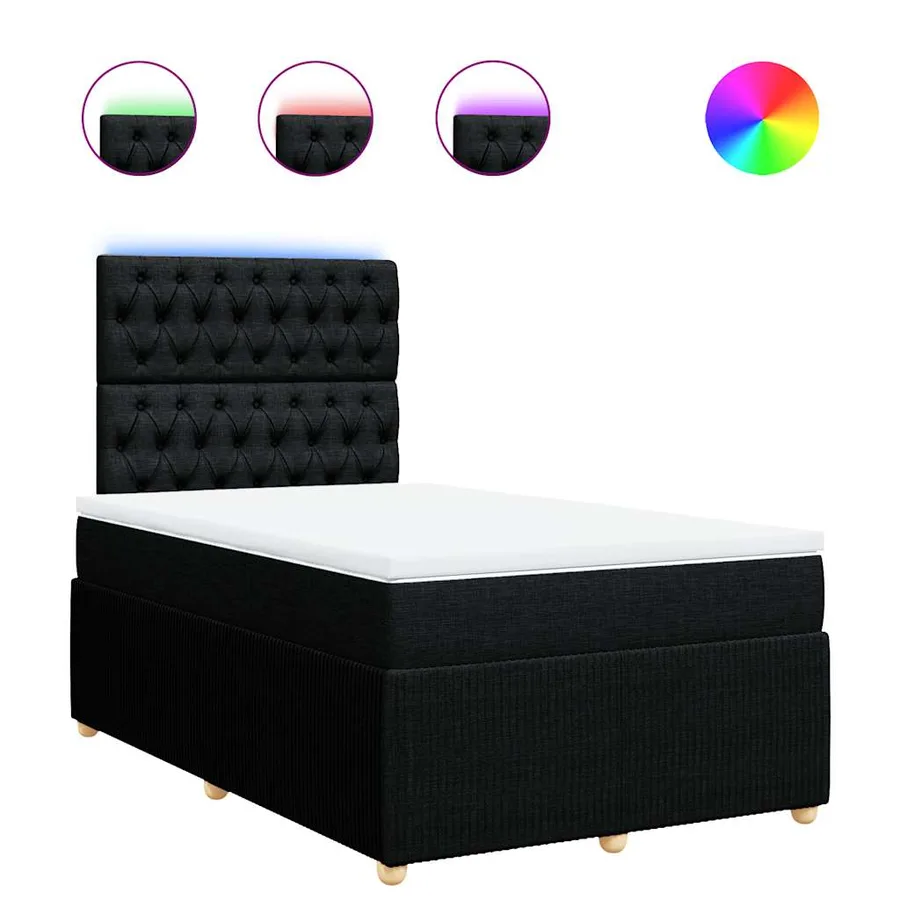 Sommier à lattes de lit avec matelas Noir 120x200 cm Tissu - 2