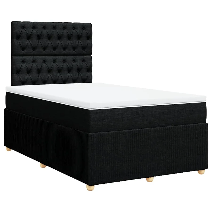 Sommier à lattes de lit avec matelas Noir 120x200 cm Tissu - 3