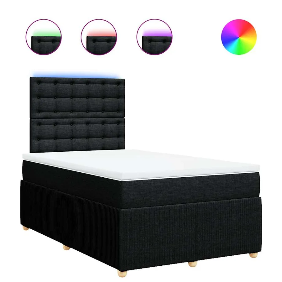 Sommier à lattes de lit avec matelas Noir 120x200 cm Tissu - 2