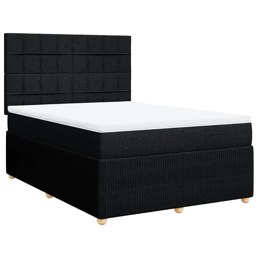 Sommier à lattes de lit avec matelas Noir 140x200 cm Tissu - 2