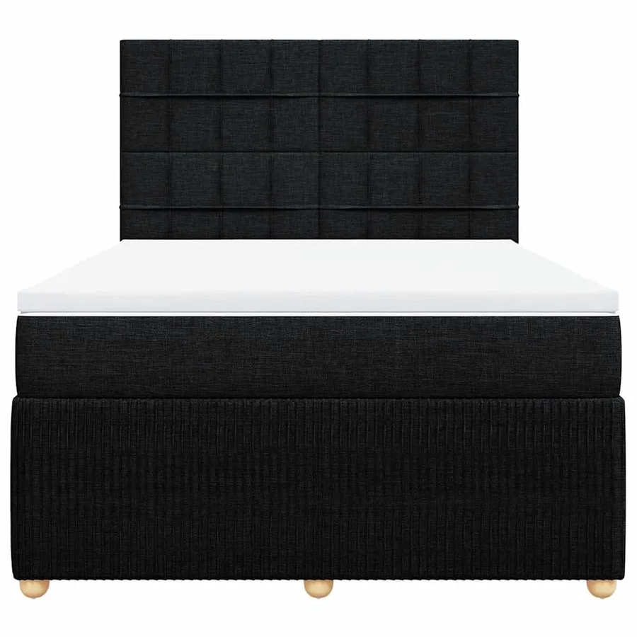 Sommier à lattes de lit avec matelas Noir 140x200 cm Tissu - 4