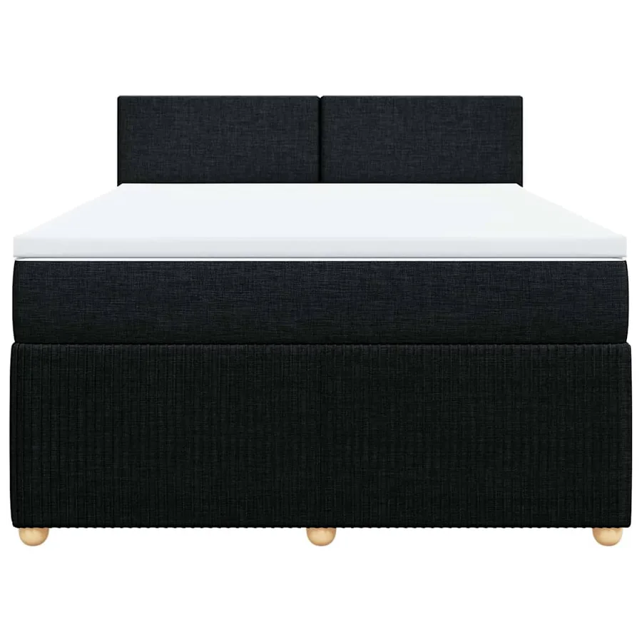 Sommier à lattes de lit avec matelas Noir 140x200 cm Tissu - 6