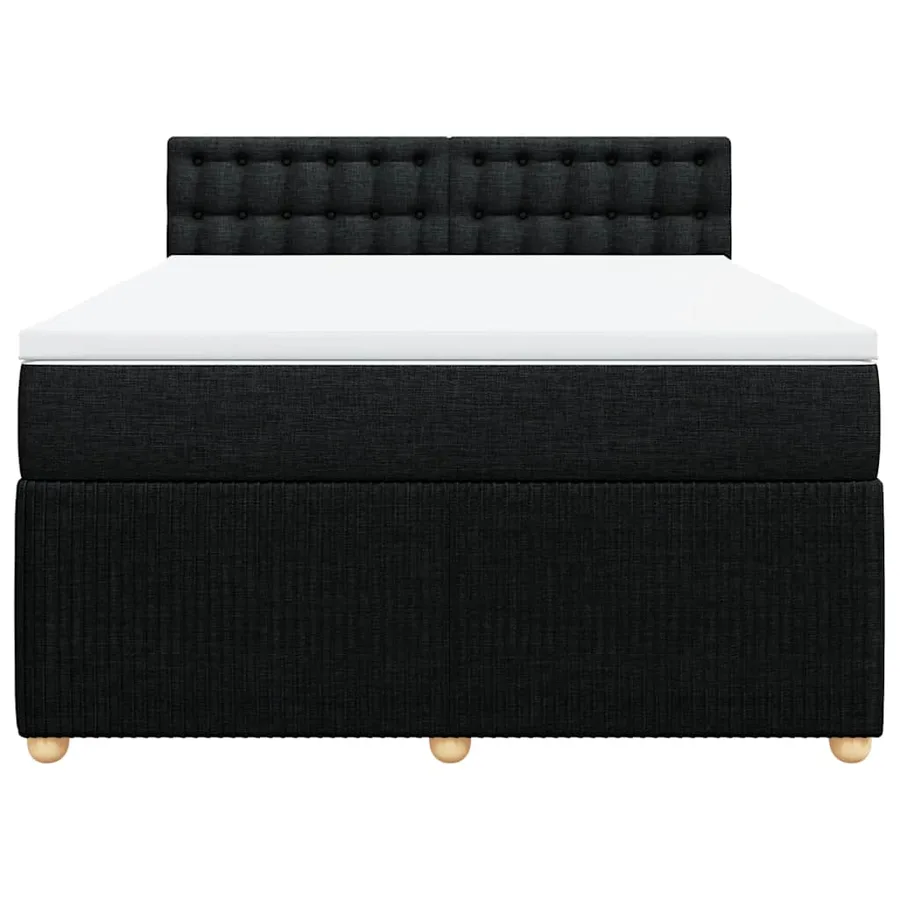 Sommier à lattes de lit avec matelas Noir 140x200 cm Tissu - 6