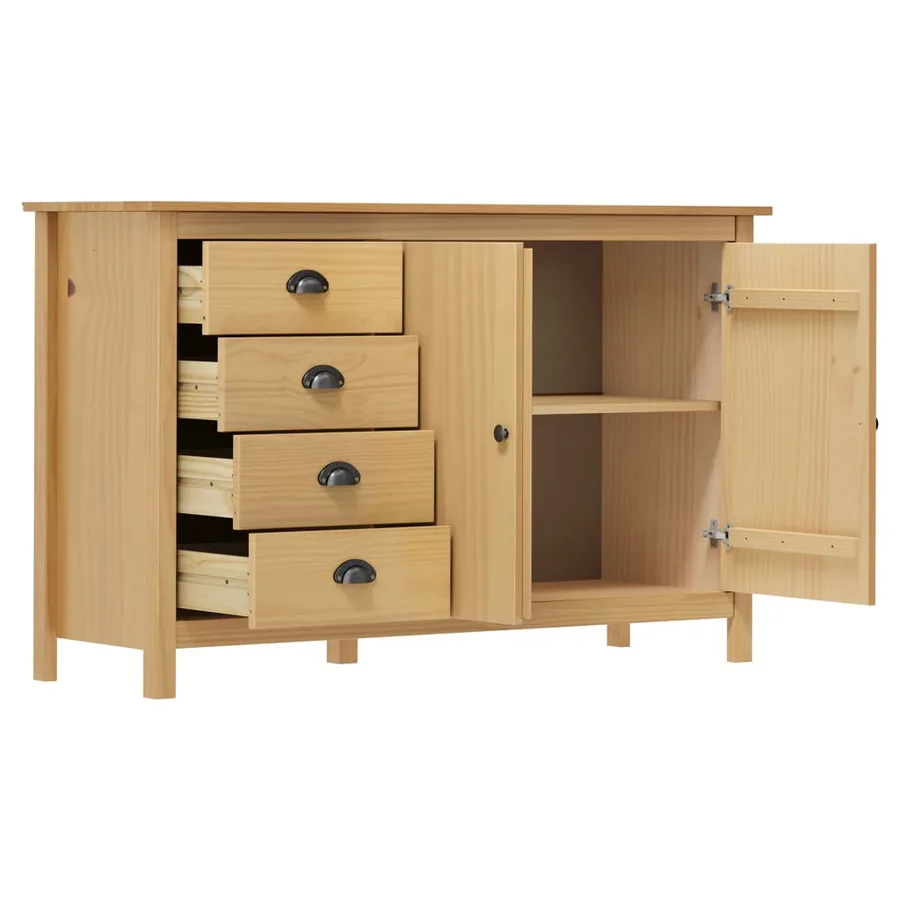 Buffet Hill Marron miel 130x40x80 cm Bois de pin solide - 3