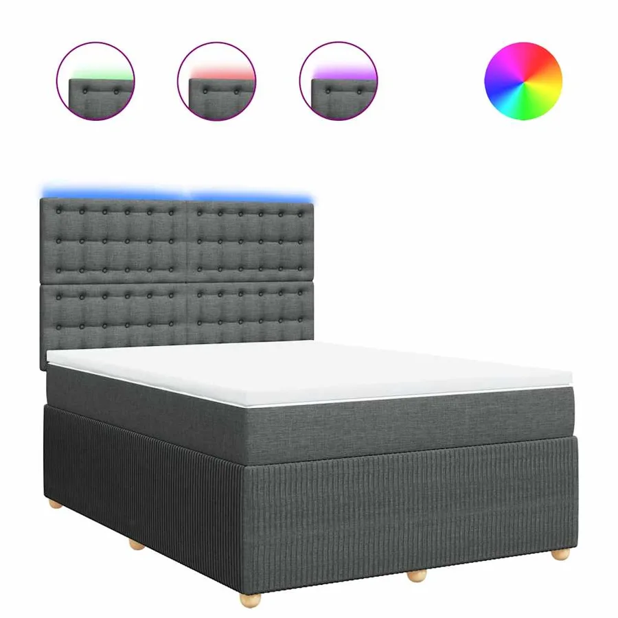 Sommier à lattes de lit avec matelas Gris foncé 140x190cm Tissu - 2