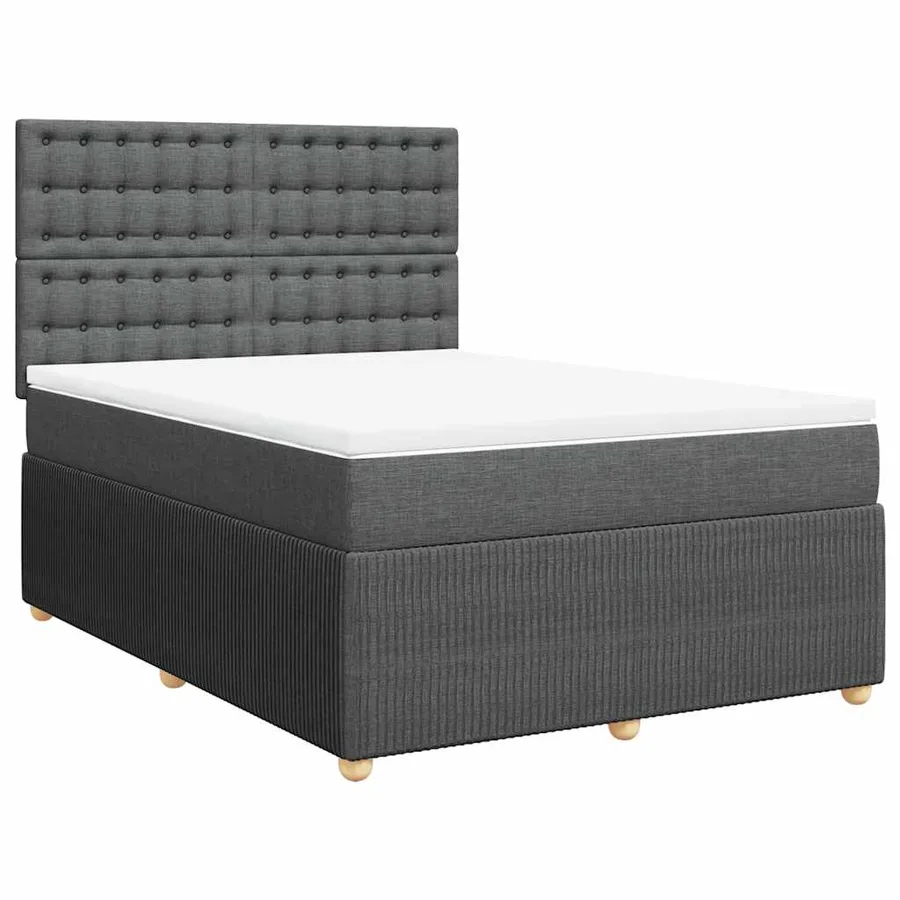 Sommier à lattes de lit avec matelas Gris foncé 140x190cm Tissu - 3