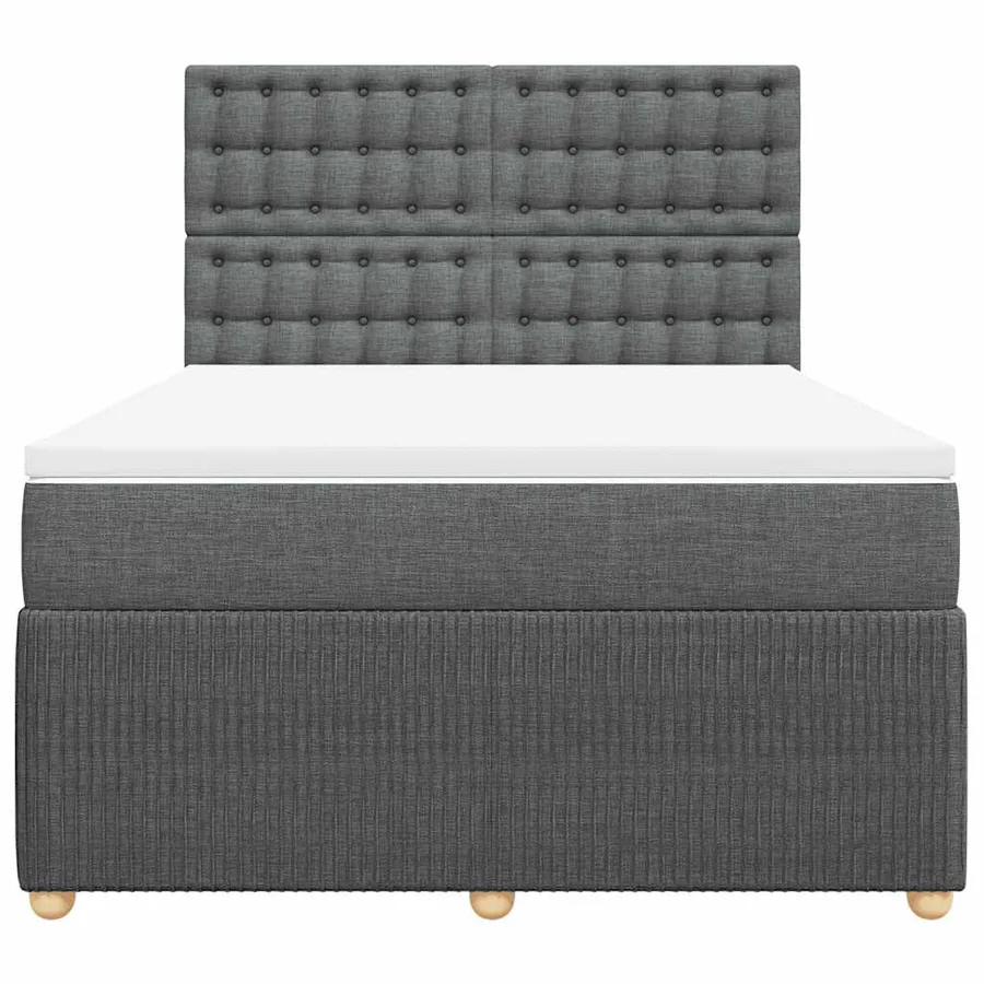 Sommier à lattes de lit avec matelas Gris foncé 140x190cm Tissu - 6