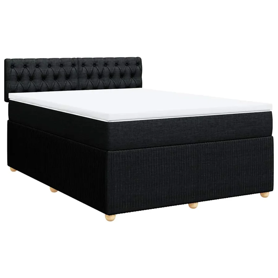 Sommier à lattes de lit avec matelas Noir 140x190 cm Tissu - 3