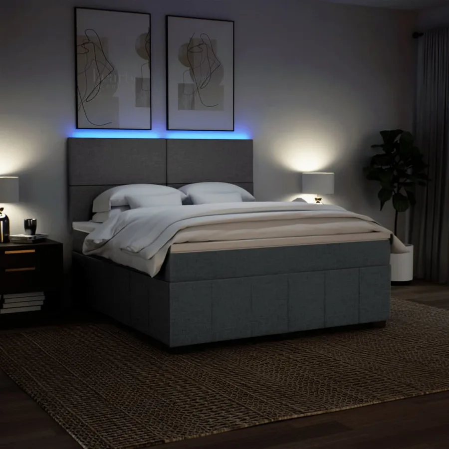 Sommier à lattes de lit avec matelas Gris foncé 180x200cm Tissu - 4