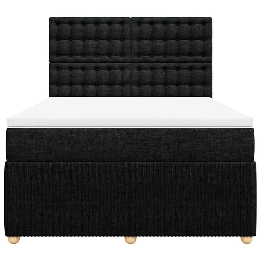 Sommier à lattes de lit avec matelas Noir 140x200 cm Tissu - 4