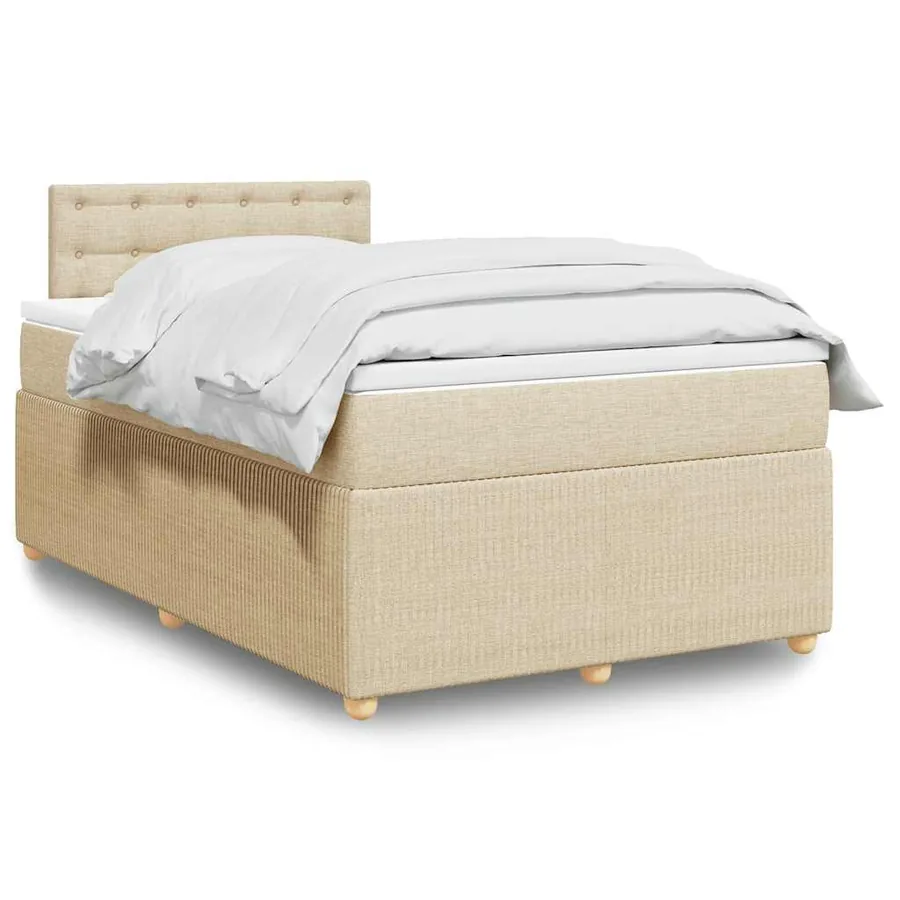 Sommier à lattes de lit avec matelas Crème 120x200 cm Tissu