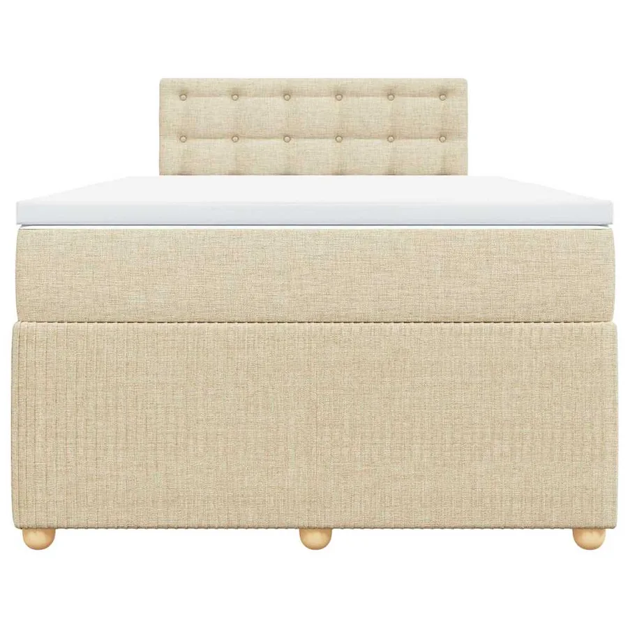Sommier à lattes de lit avec matelas Crème 120x200 cm Tissu - 4