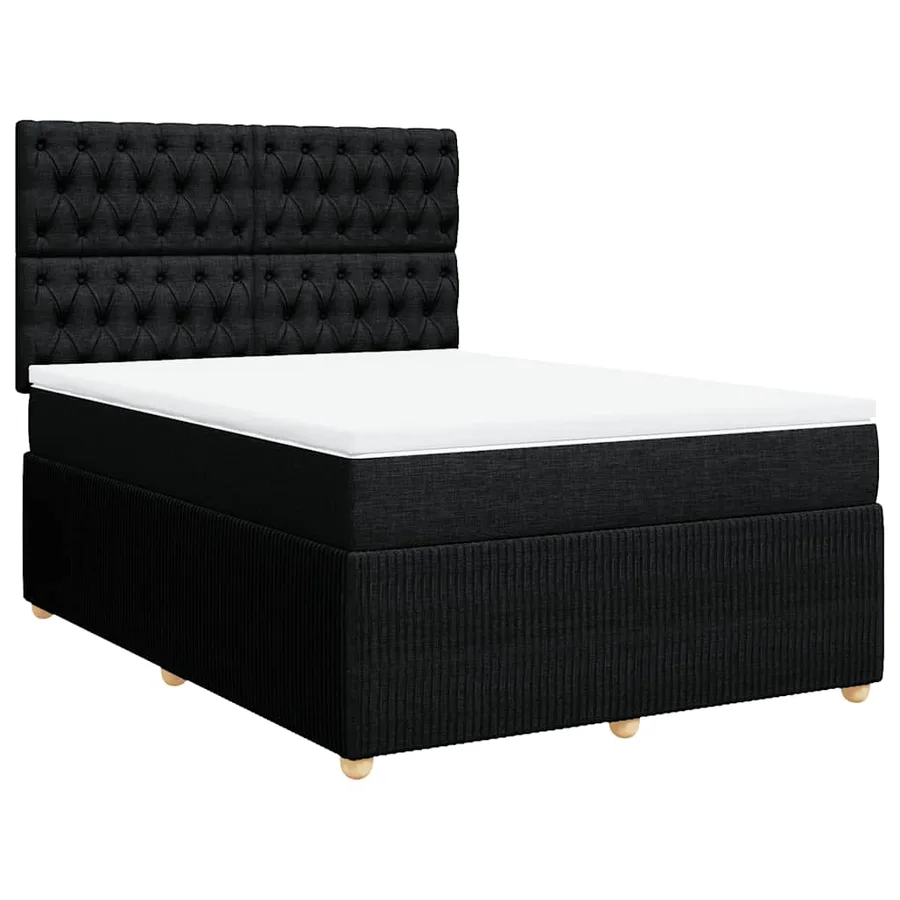Sommier à lattes de lit avec matelas Noir 140x200 cm Tissu - 2