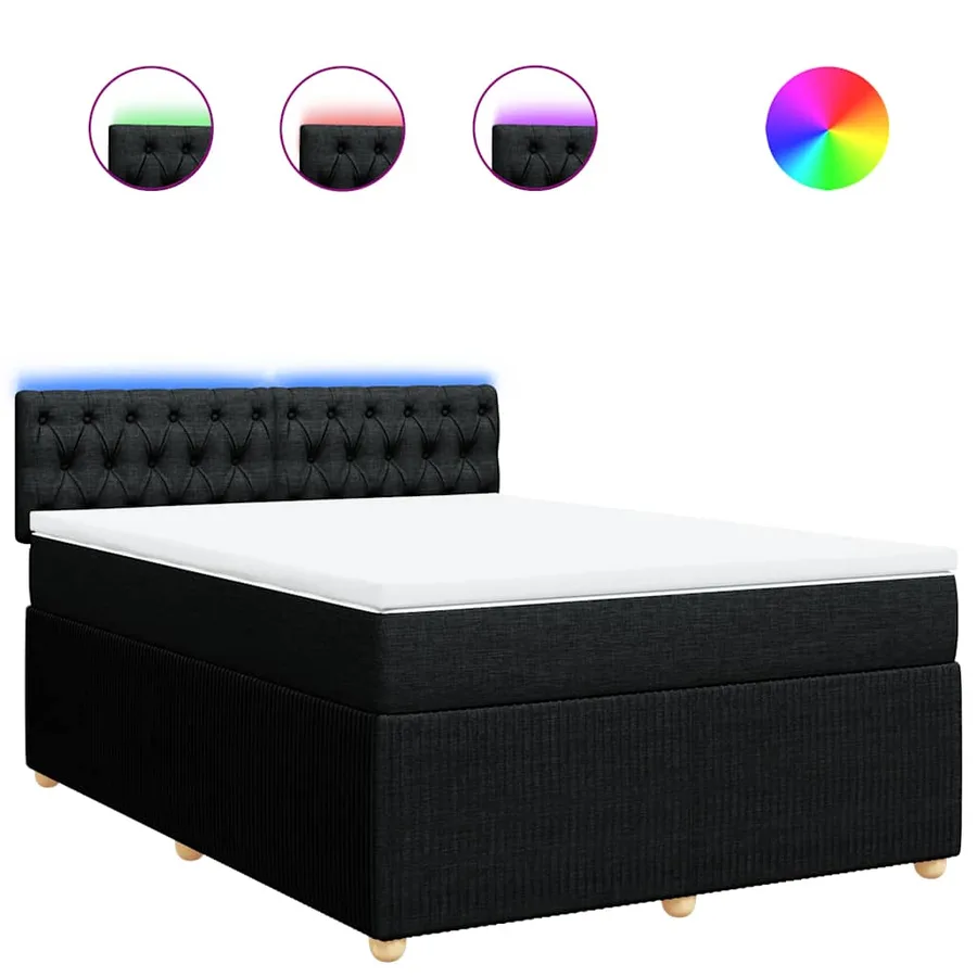 Sommier à lattes de lit avec matelas Noir 140x200 cm Tissu - 2