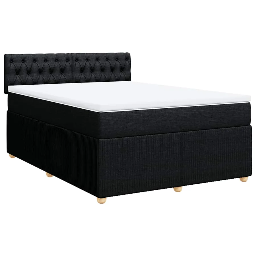 Sommier à lattes de lit avec matelas Noir 140x200 cm Tissu - 3