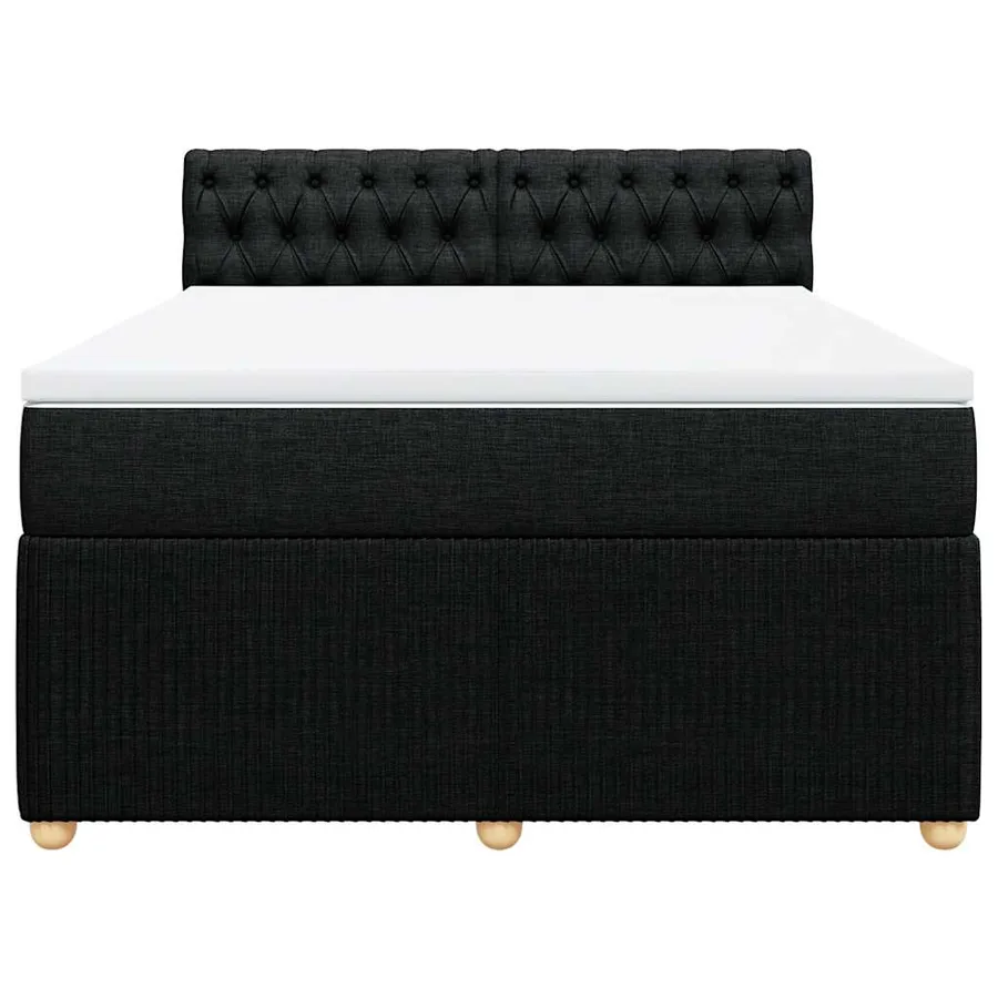 Sommier à lattes de lit avec matelas Noir 140x200 cm Tissu - 6