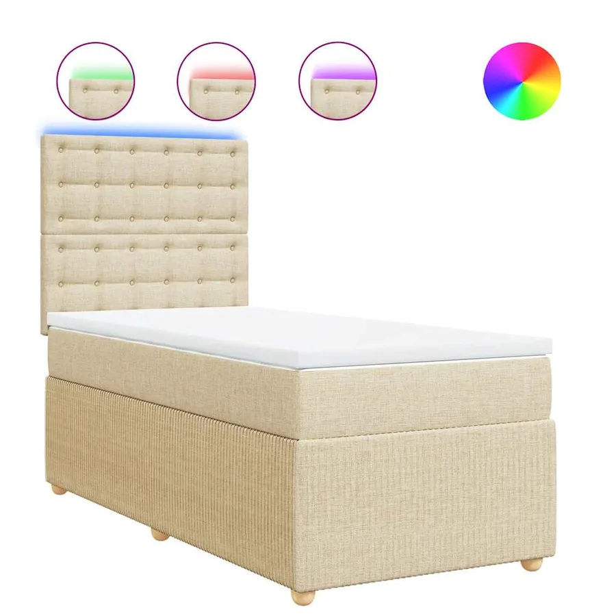 Sommier à lattes de lit avec matelas Crème 80x200 cm Tissu - 2