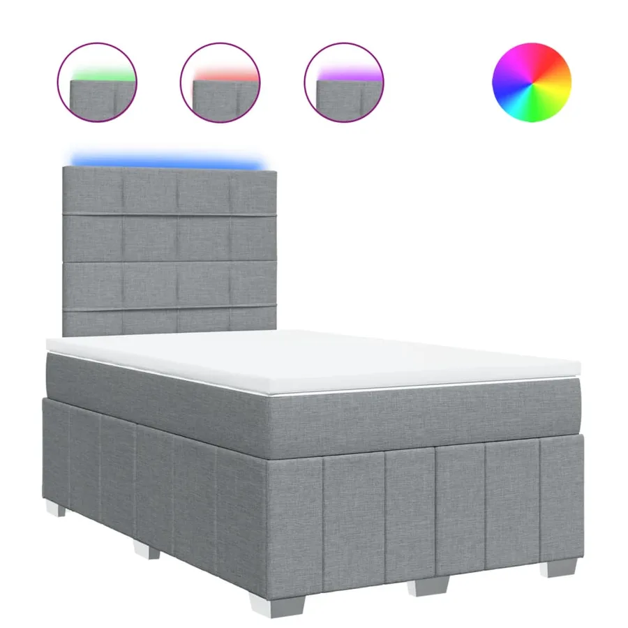 Sommier à lattes de lit avec matelas Gris clair 120x200cm Tissu - 2