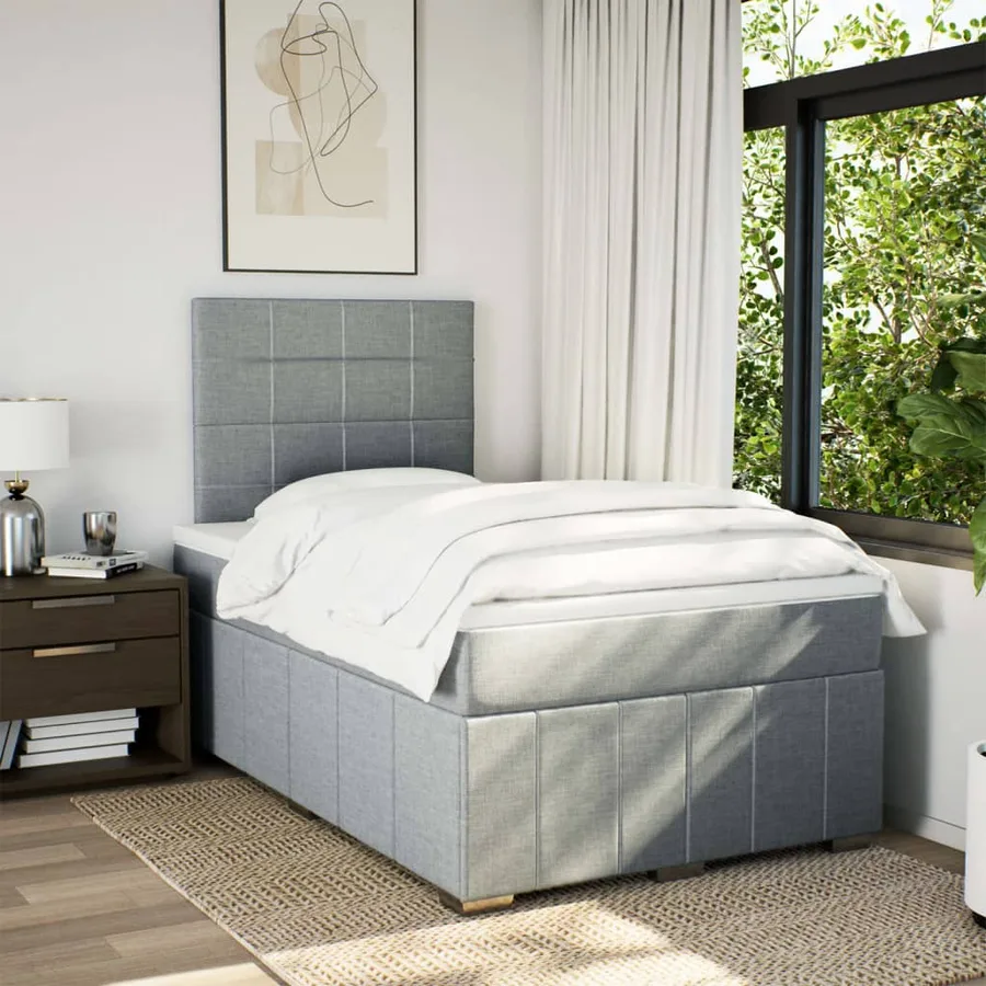 Sommier à lattes de lit avec matelas Gris clair 120x200cm Tissu - 5