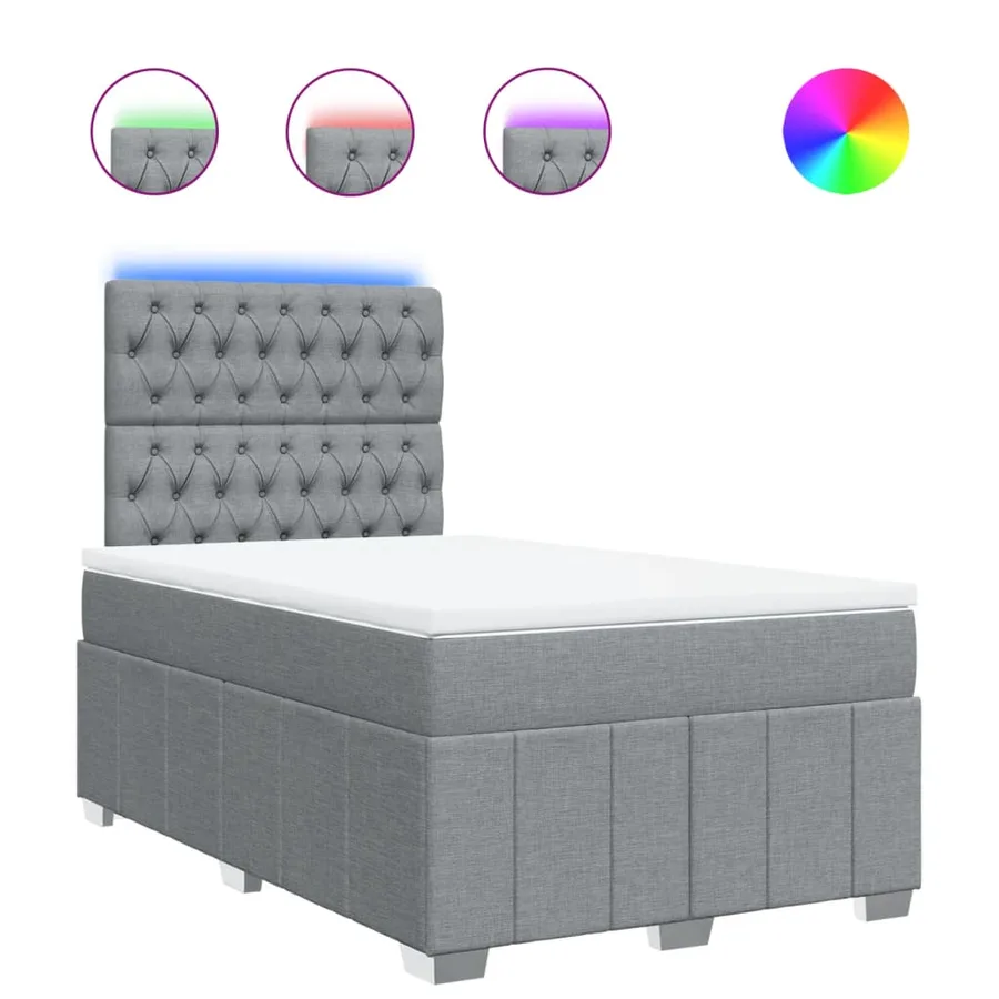 Sommier à lattes de lit avec matelas Gris clair 120x200cm Tissu - 2