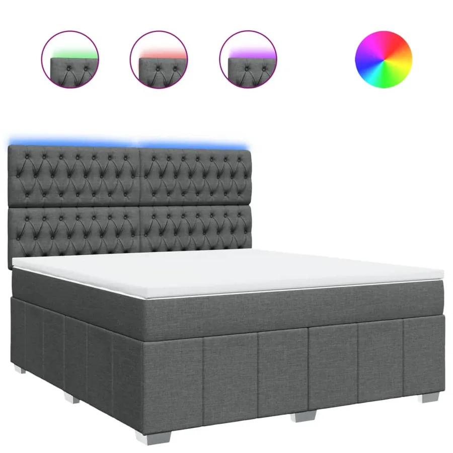 Sommier à lattes de lit avec matelas Gris foncé 180x200cm Tissu - 2