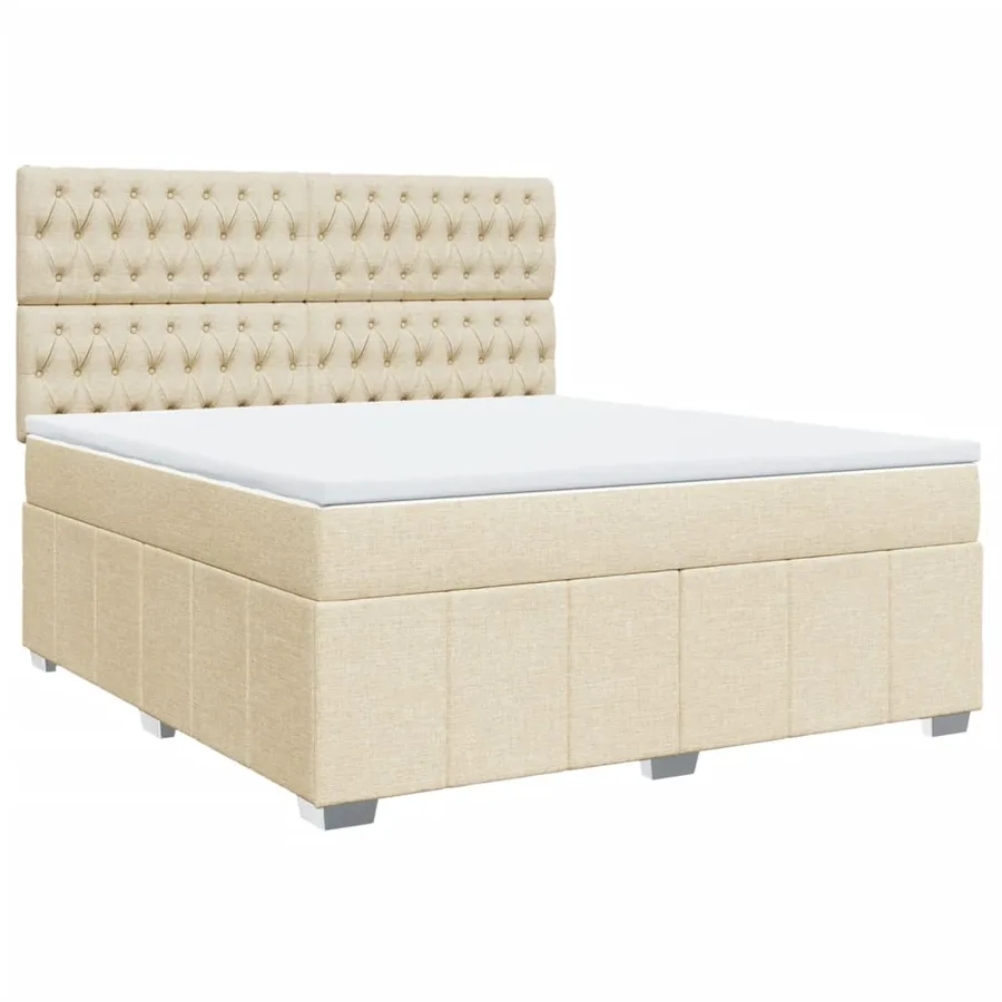 Sommier à lattes de lit avec matelas Crème 180x200 cm Tissu - 2