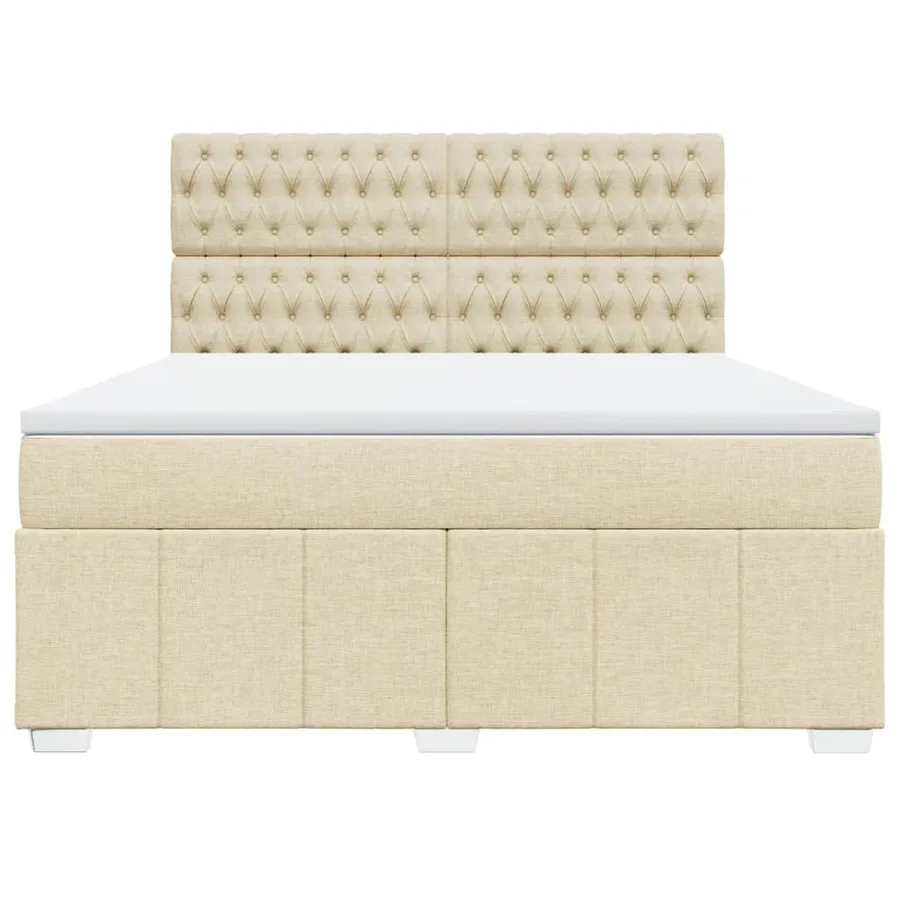 Sommier à lattes de lit avec matelas Crème 180x200 cm Tissu - 4