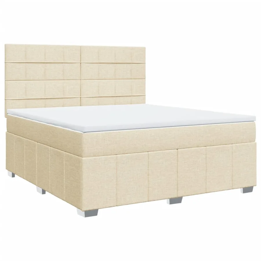 Sommier à lattes de lit avec matelas Crème 180x200 cm Tissu - 2
