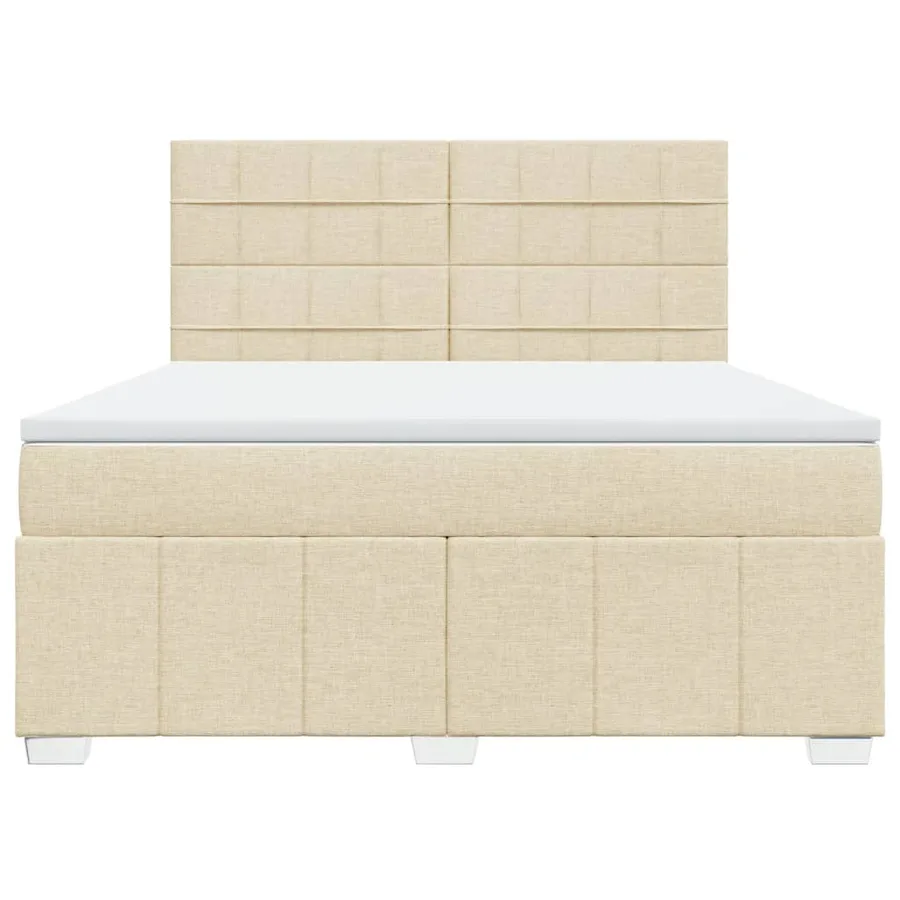 Sommier à lattes de lit avec matelas Crème 180x200 cm Tissu - 4