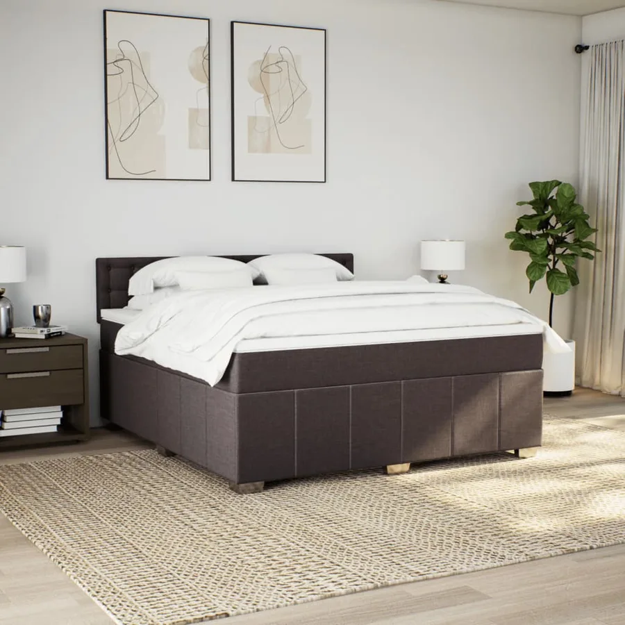 Sommier à lattes de lit avec matelas Marron foncé 180x200 cm - 4