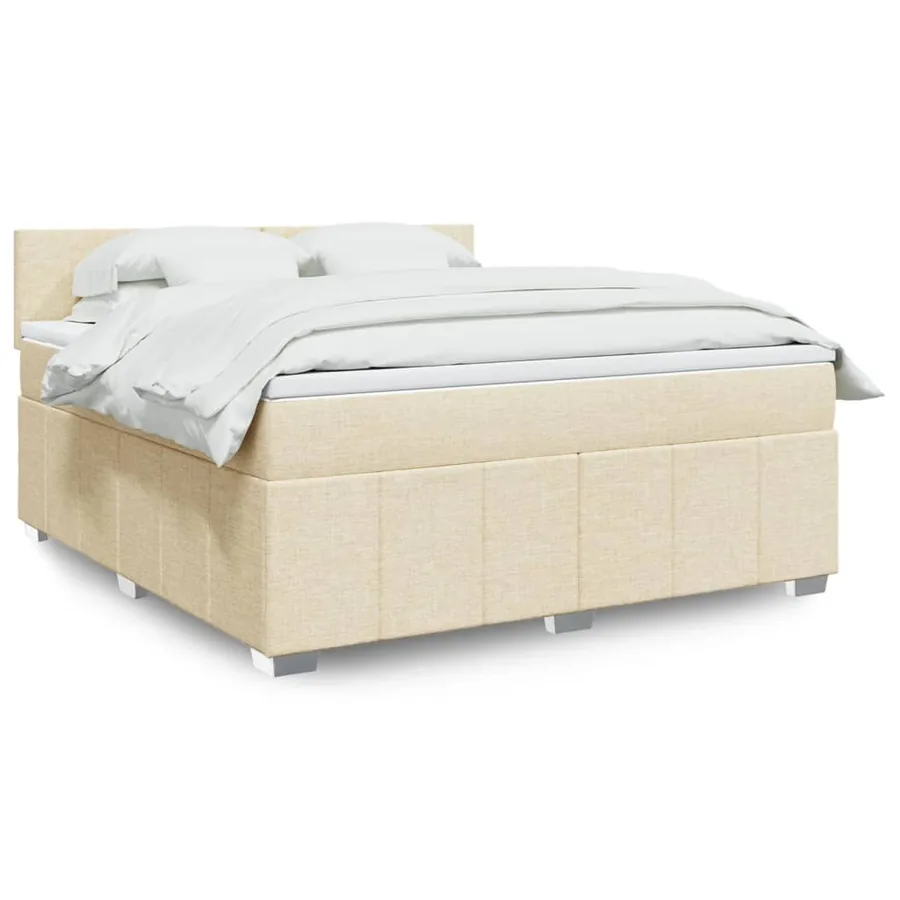 Sommier à lattes de lit avec matelas Crème 180x200 cm Tissu